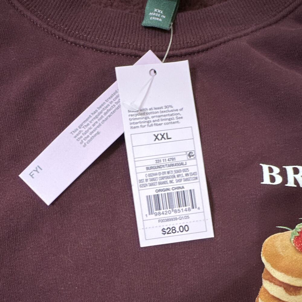 Wild Fable Unisex 2XL Burgundy Crewneck Pullover Sweatshirt Brunch Club Graphic - Picture 10 of 12